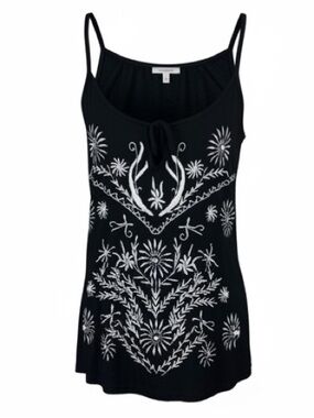 Design History Viscose Spandex Black and White Floral Women's Top Womens size L